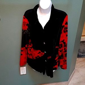 Coldwater Creek red and black cardigan
